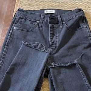Madewell Black Skinny Distressed Jeans, Size 28
